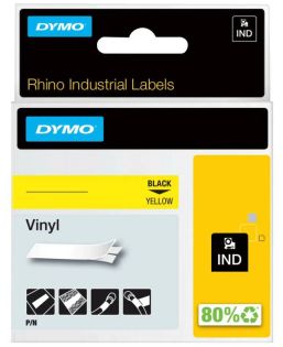 фото Картридж c виниловой лентой для принтеров DYMO Rhino, черный шрифт, 5.5 м x 19 мм Желтый (DYMO18433), фото 1
