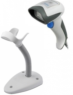 фото Ручной 2D сканер штрих-кода Datalogic QUICKSCAN QD2430 QD2430-WHK1S USB, серый + подставка, фото 1